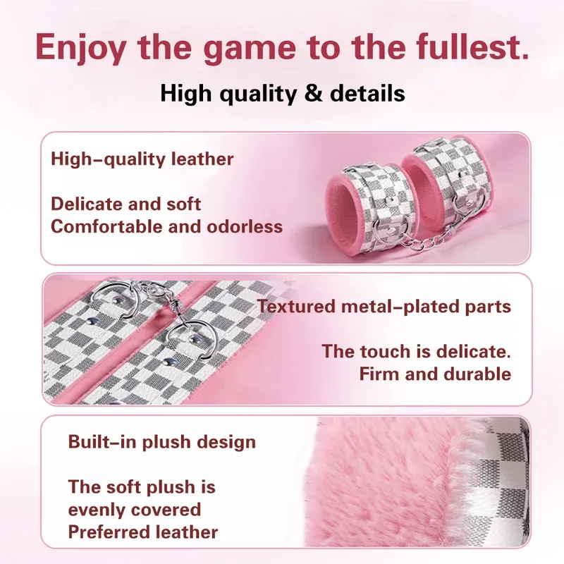 Exotische Bettsets, exotisches Spielzeug, Spiele für Erwachsene, Lederhandschellen, Peitsche, Knebel, Nippelklemmen, Produkte für Frauen_voghion.com
