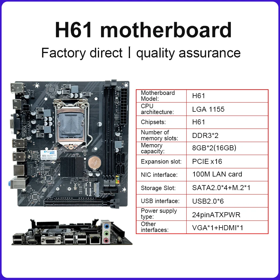 Mini Itx Motherboard Intel H61 Express Cpu Support Intel H61 - Main Image