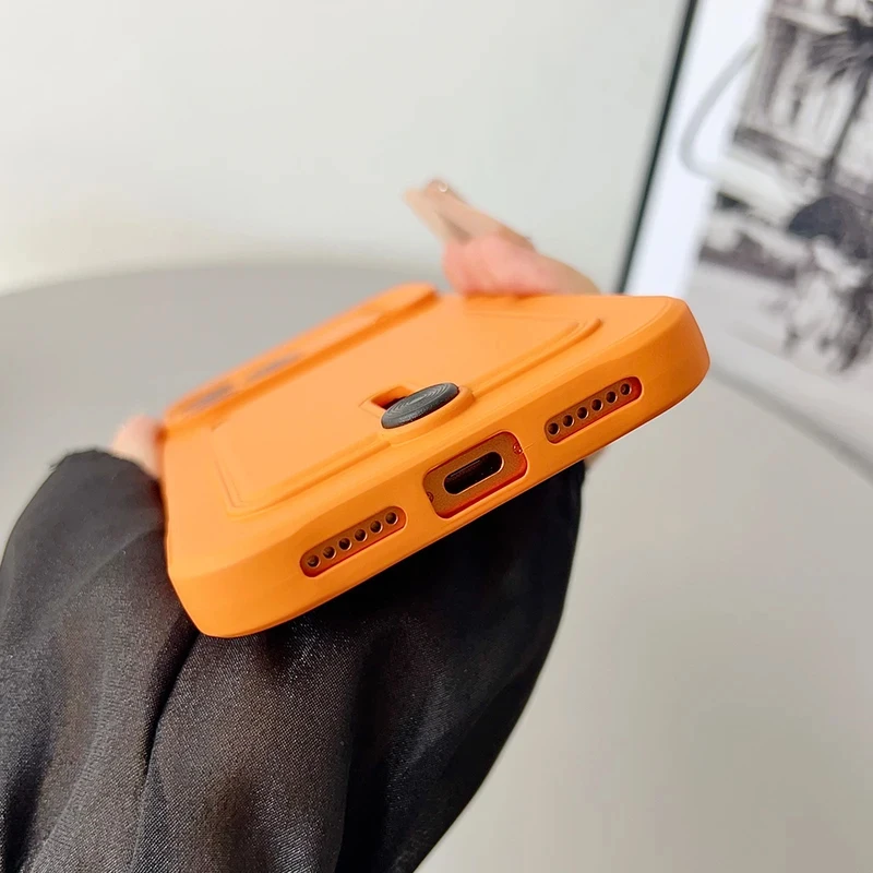 Slim Silicone Card Holder Shockproof Phone Case with Fine Hole Design