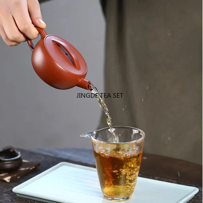 120ml Yixing China Small Capacity Purple Clay Teapot Handmade Large Diameter Teapot Raw Mineral Dahongpao Mud Teapot