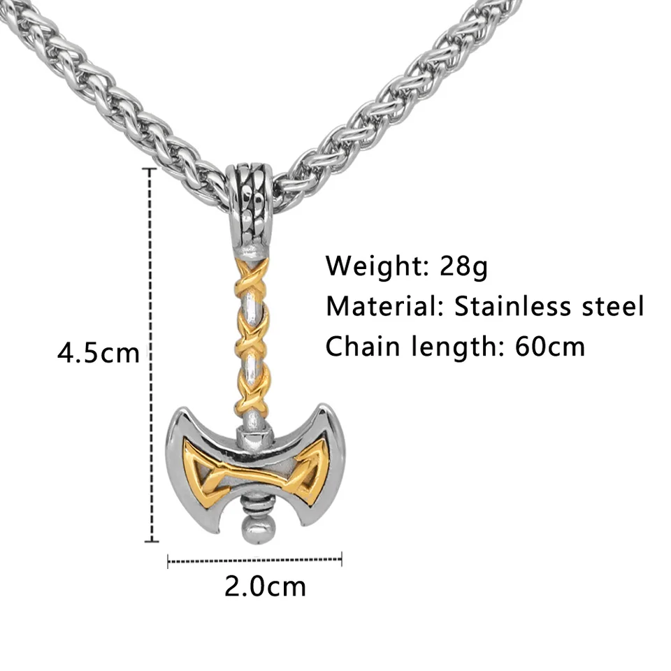 WODANICA Collana Martello Di Thor Vichinga - Acciaio Inox Con Rune - Ciondolo Mjolnir - 3