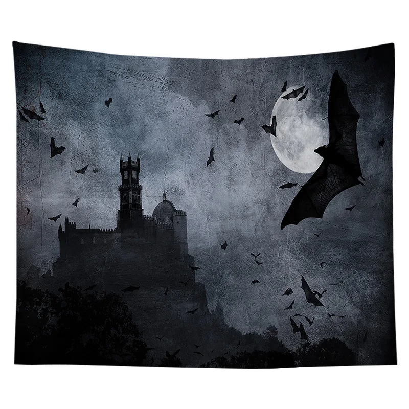 Halloween Tapestry Castle of the Night Cemetery Tapestry Hippie Wall Hanging for Bedroom Dorm Living Room Home Decor