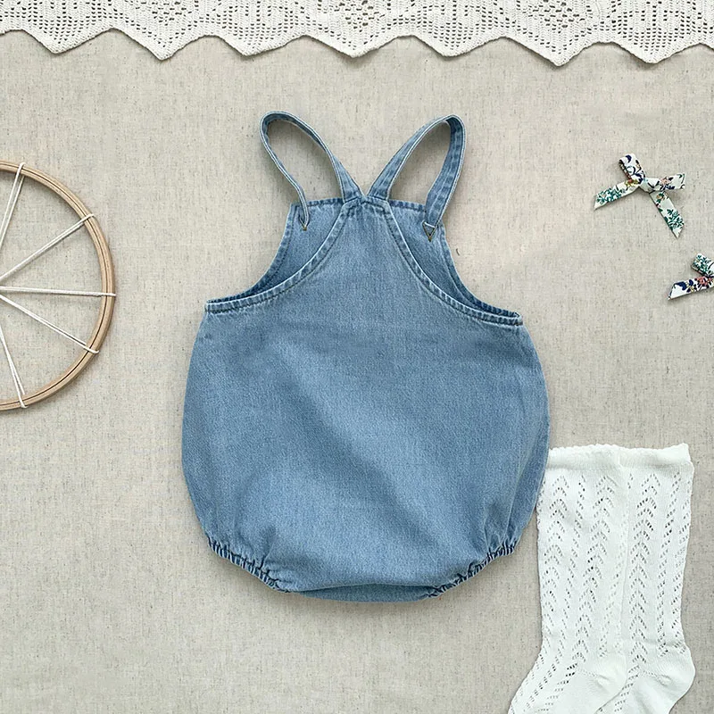 2023 Baby Boy Girl Romper Cowboy Sleeveless Jumpsuit Toddler Baby Boy Girl Romper Solid Color Boy Casual Costume Baby Romper 2