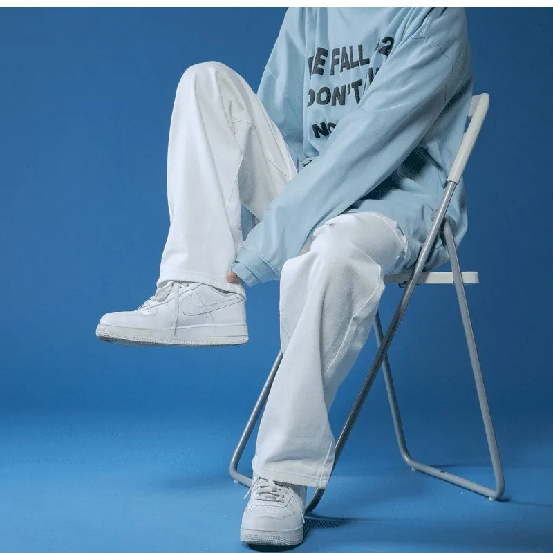 White Jeans Men Loose Denim Trousers Neutral straight pants pour hommes Wide Jeans Streetwear Casual Man Women Pants Bagy jeans 6