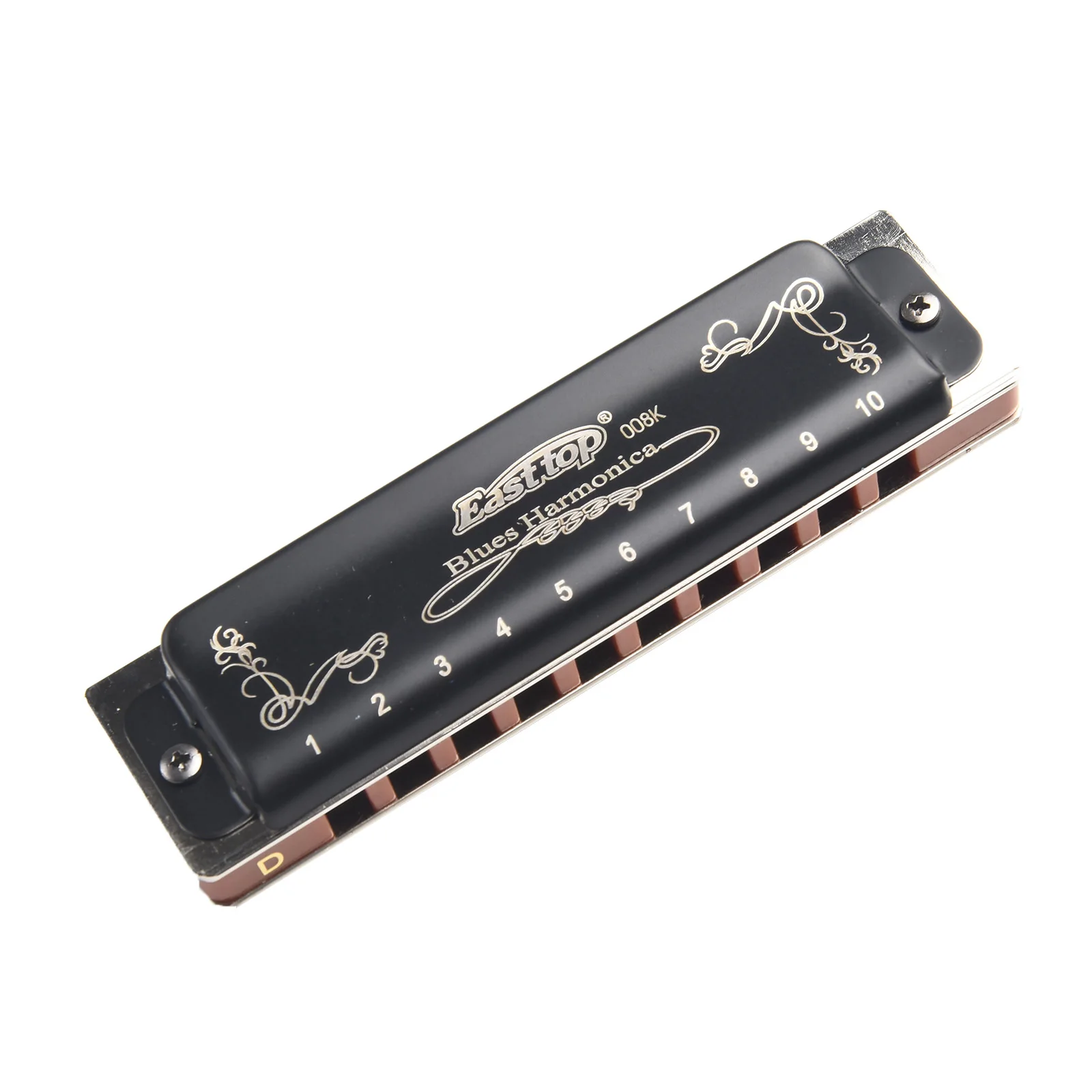 Easttop 10 Holes Harmonica Blues Harp Mouth Organ Professional Key Of A B C D E F G Black T008K Birthday Present Gift With Box