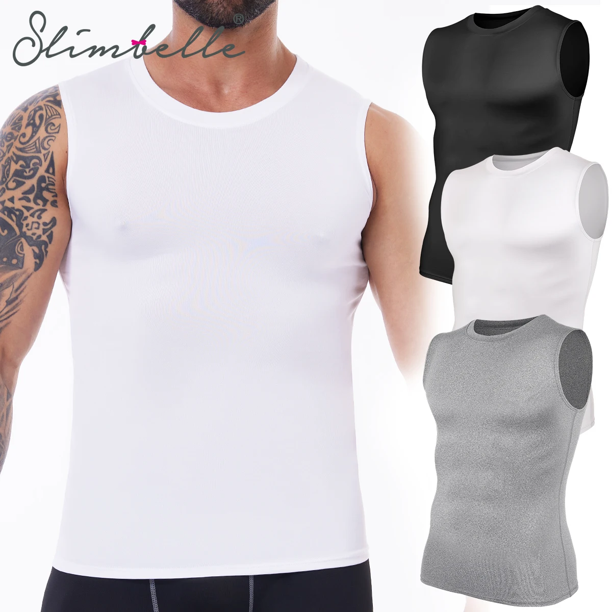 Men Body Shaper Vest Compression Shirts Slimming Tummy Control Tight Tank Tops Shapewear Workout Abs Abdomen Chest Undershirt