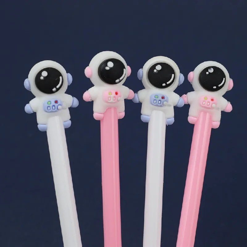 

Wholesale Cartoon Engraving Neutral Pen Cute Creative Astronaut Pen Private Gift Carbon Silicone Stationery Personalized Water