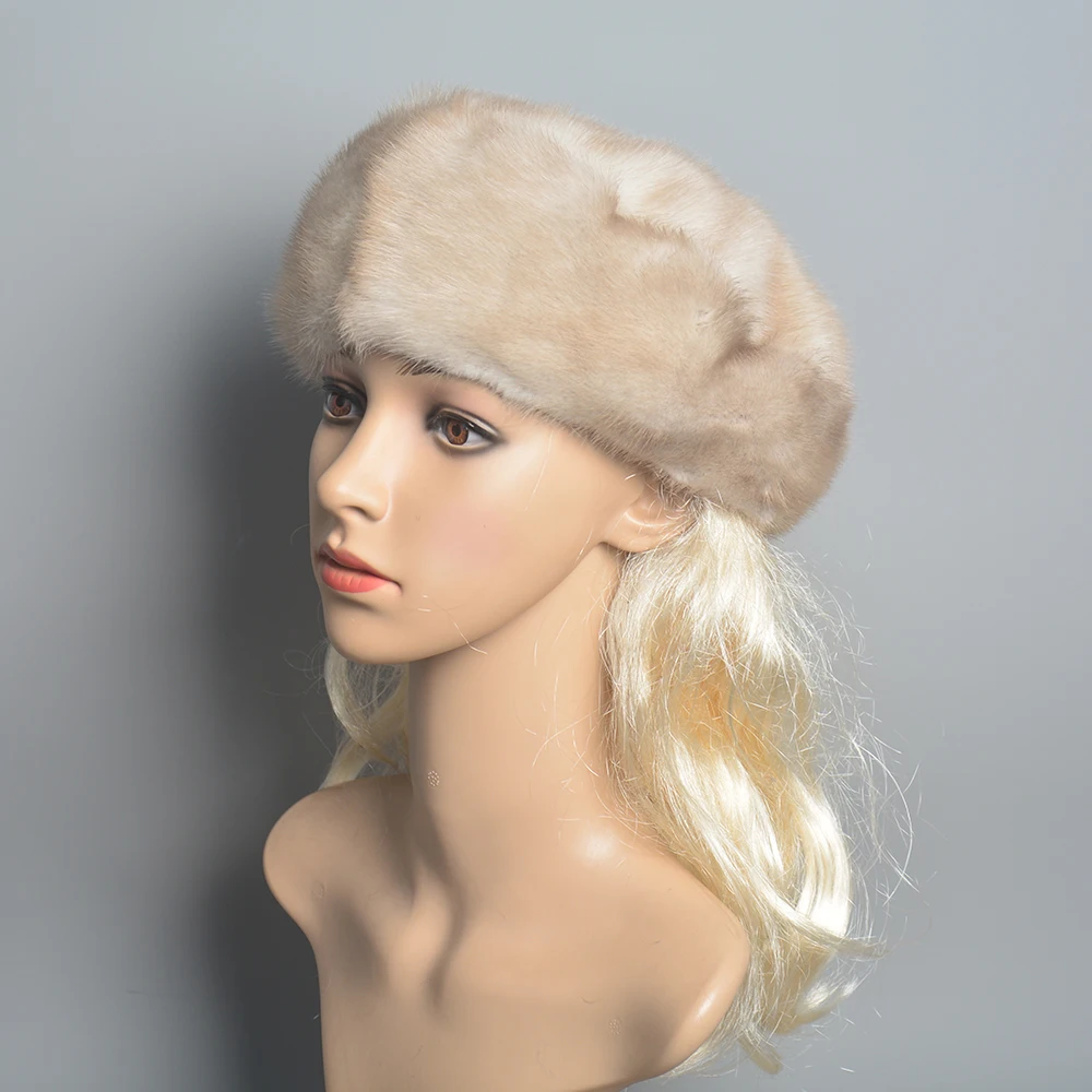 Winter Woman Cap 2025 Polar Hats Full Pelt Mink Fur Hats New Style Octagonal Hat Diamond Solid Luxury Top 100% Real Lady Fur Hat 5