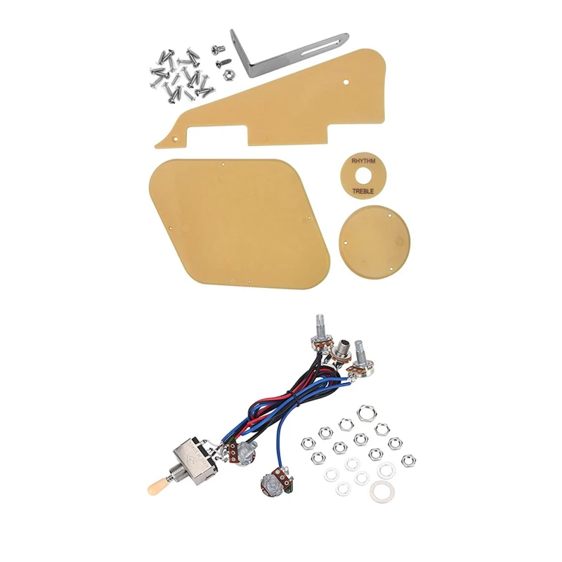 

Желтые накладки для переключателя полости Pickguard, накладки для переключателя звукоснимателя, крепежные винты с комплектом жгутов проводов для электрогитары
