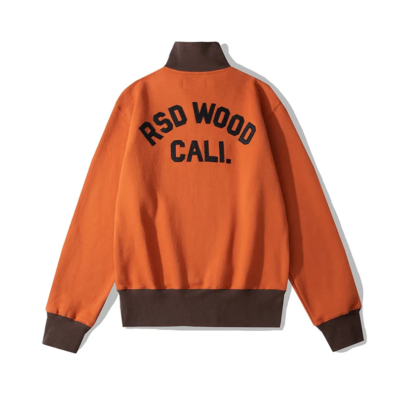 OKONKWO Heavyweight Colorblock Half Zipper Lapel Sweater Thickened Embroidered High Collar Jacket Outdoor Camp Running Sport TEE