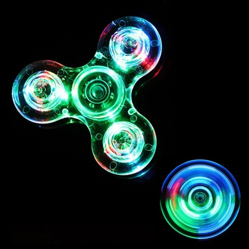 Fidget spinner transparent Shoous LED Light, Hand Top Spinners, Glow in Dark Light, EDC Figet Spiner, Finger Strawé Instituts Toys