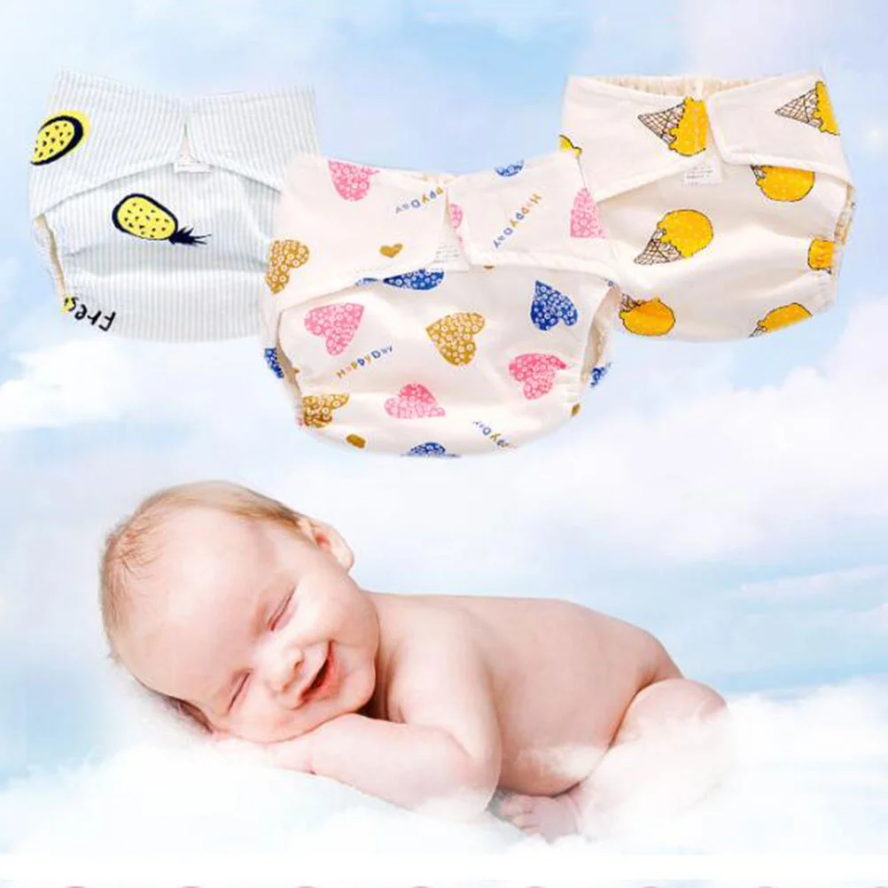 

3 Pcs Cloth Diaper Cotton Training Pants for Baby Reusable Nappies Infant Diapers