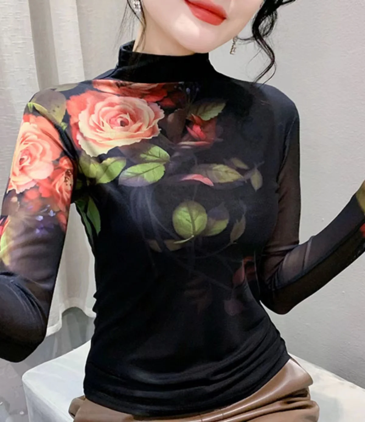 

Новинка 2023, осенне-зимняя одежда, футболка, сексуальные футболки с принтом в стиле пэчворк, женские топы, футболка с длинным рукавом, универсальные футболки 0925 #