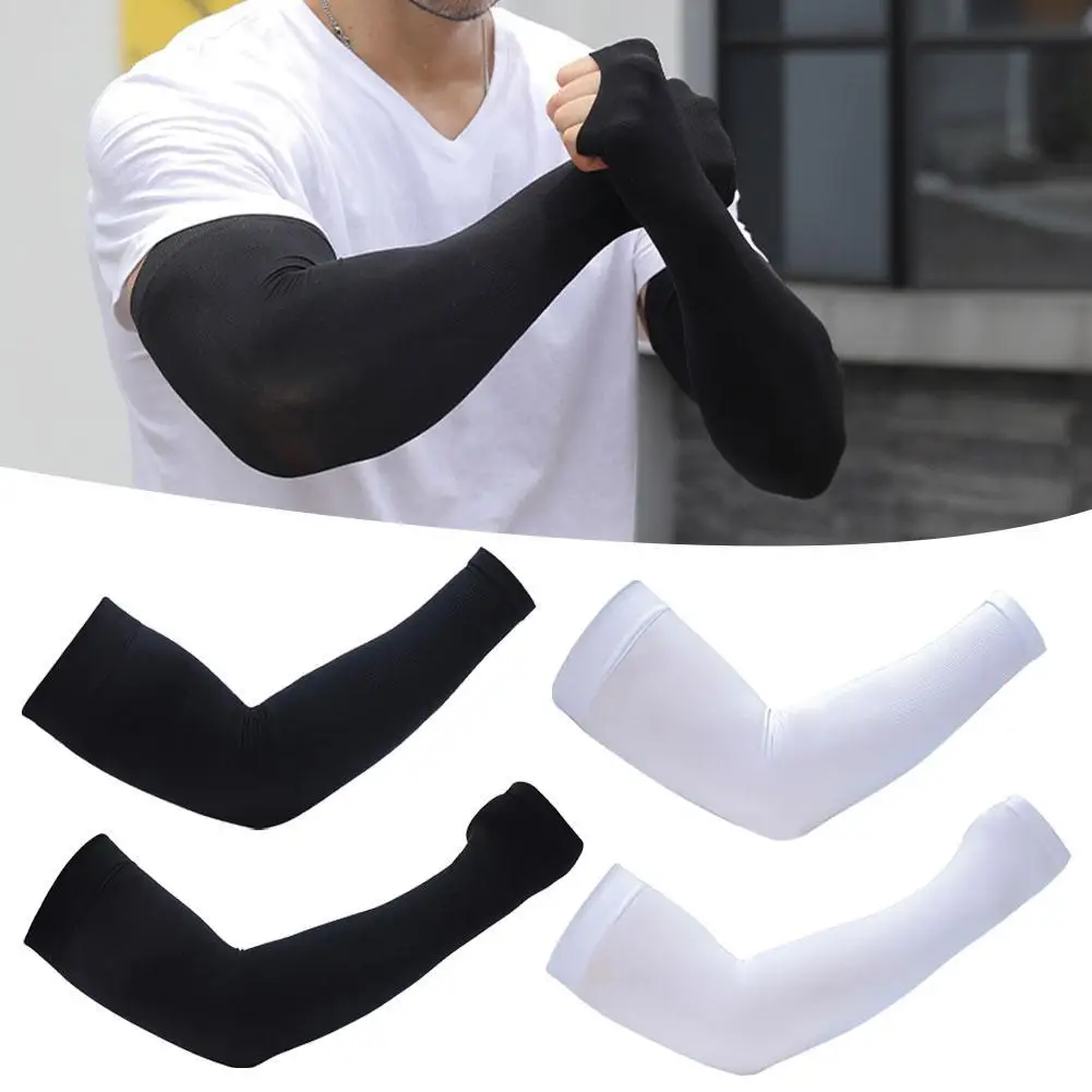 1 Paar Zomer Zonnebrandcrème Mouwen Ijs Zijde Mannen Plus Size Arm Bescherming Uv Bescherming Handschoenen Arm Mouwen Snelle Droge Arm Warmer