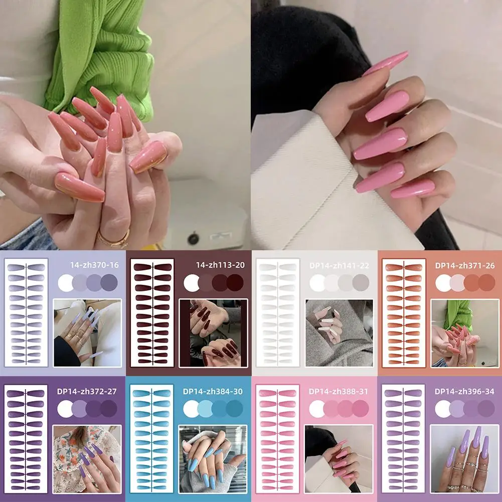 thumbnail image 2 of 24 piezas de pegatinas de gelatina trapezoidales brillantes de ballet largas de color sólido, fáciles de terminar, reutilizables, para quitar y usar en uñas Y1X2, 2 of 6