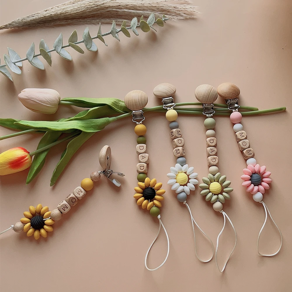 Dummy Toys 10-Pack Colorful Wooden For Baby Pacifiers - DIY Teething Jewelry Dummy Clips