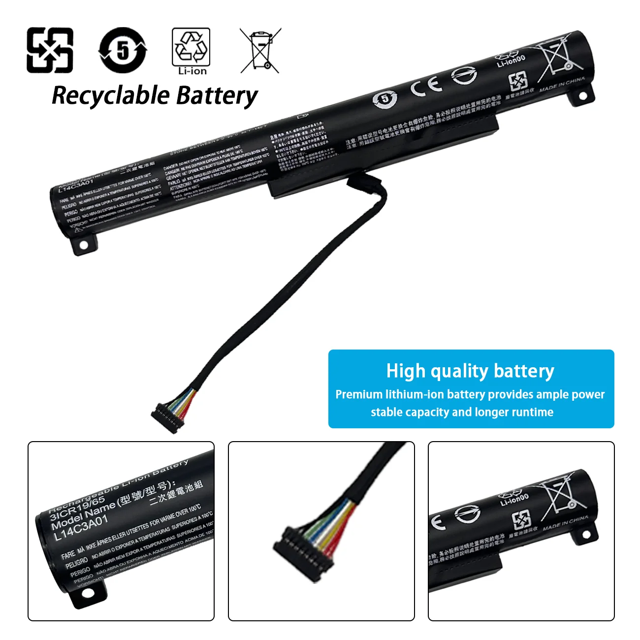 Laptop Akku Für Lenovo IdeaPad 100-15IBY - 24Wh Ersatzakku L14C3A01