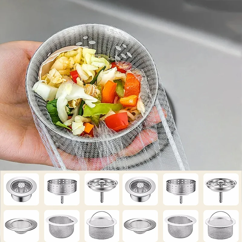 200-600PCS 일회용 싱크 필터 배수구 막힘 방지 쓰레기 봉투 주방 청소 액세서리용 미세 메쉬 청소망