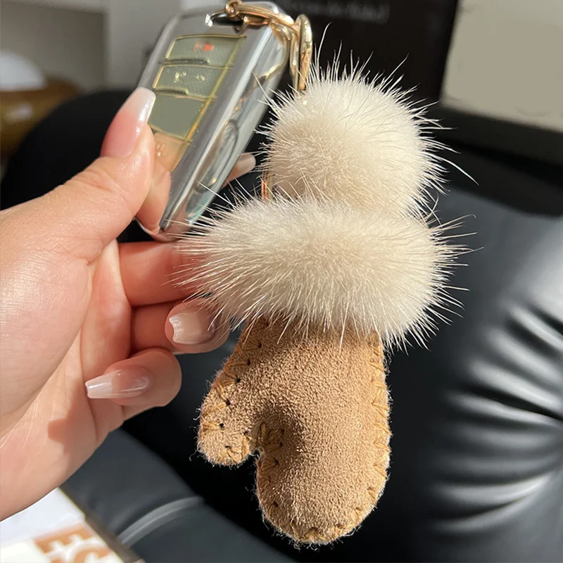 New Fashion Fur Plush Mini Glove Pendant Jewelry Bag Decoration Small Gloves Keychain Hanging Charm Accessories