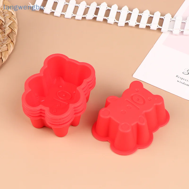 5PCS 7cm creative silicone bear muffin cup cake cup DIY baking mold color random