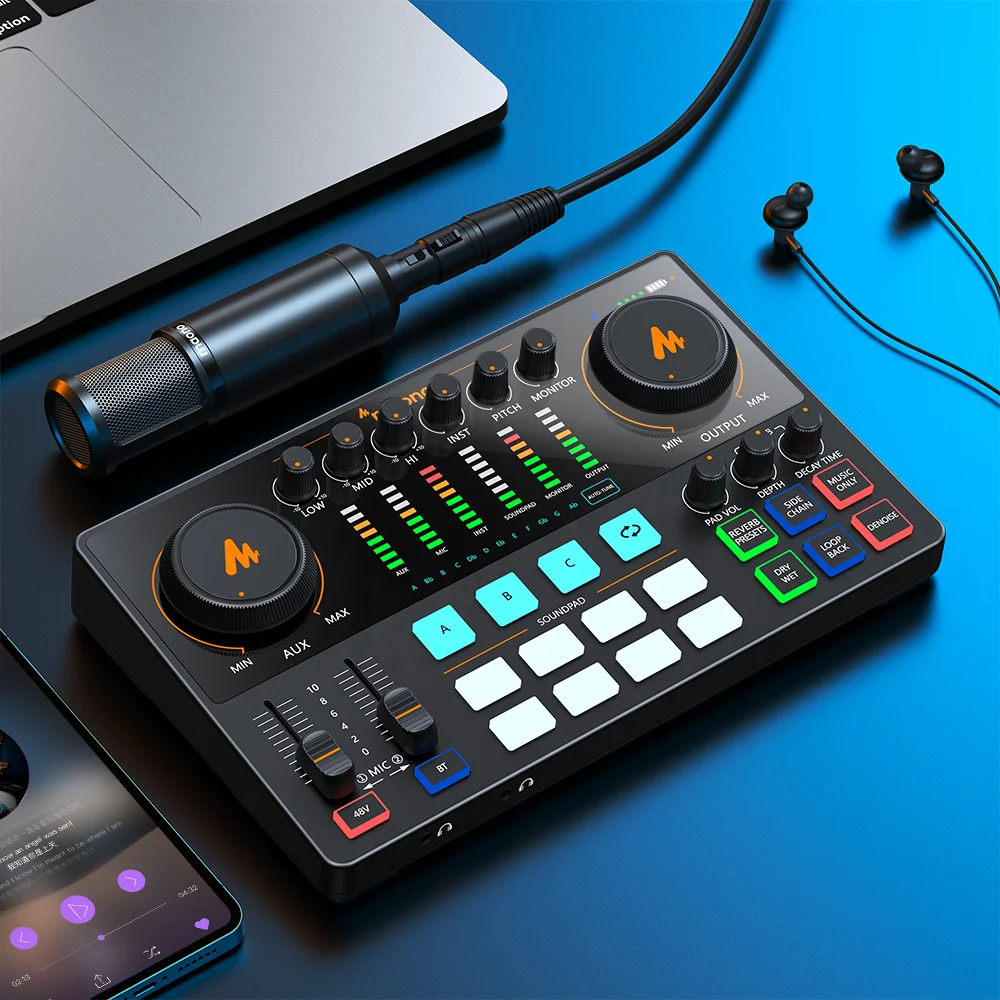 MAONO E2 Gen2 Podcast Bundle: Audio Interface & Dynamic Mic With 8 Sound Pads For Streaming