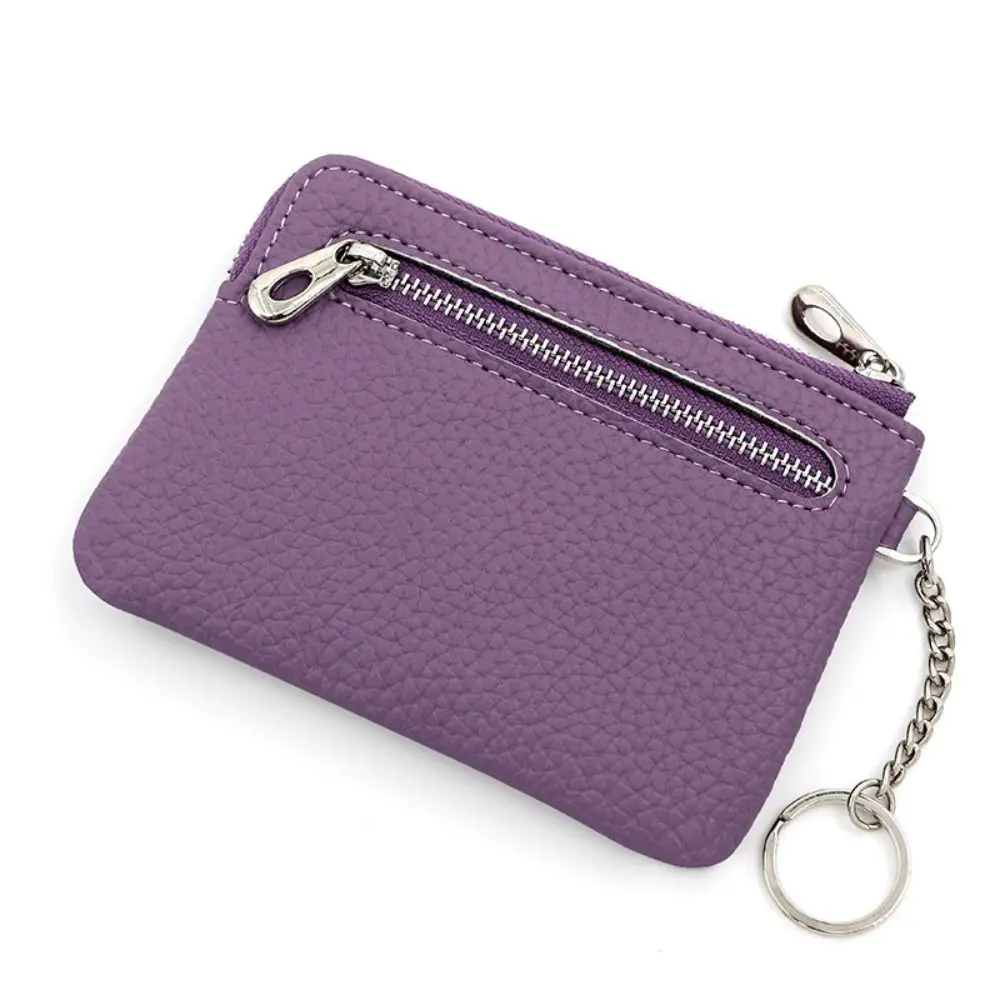 Elegant PU Leather Women's Compact Wallet with Keychain and Zippered Coin Purse