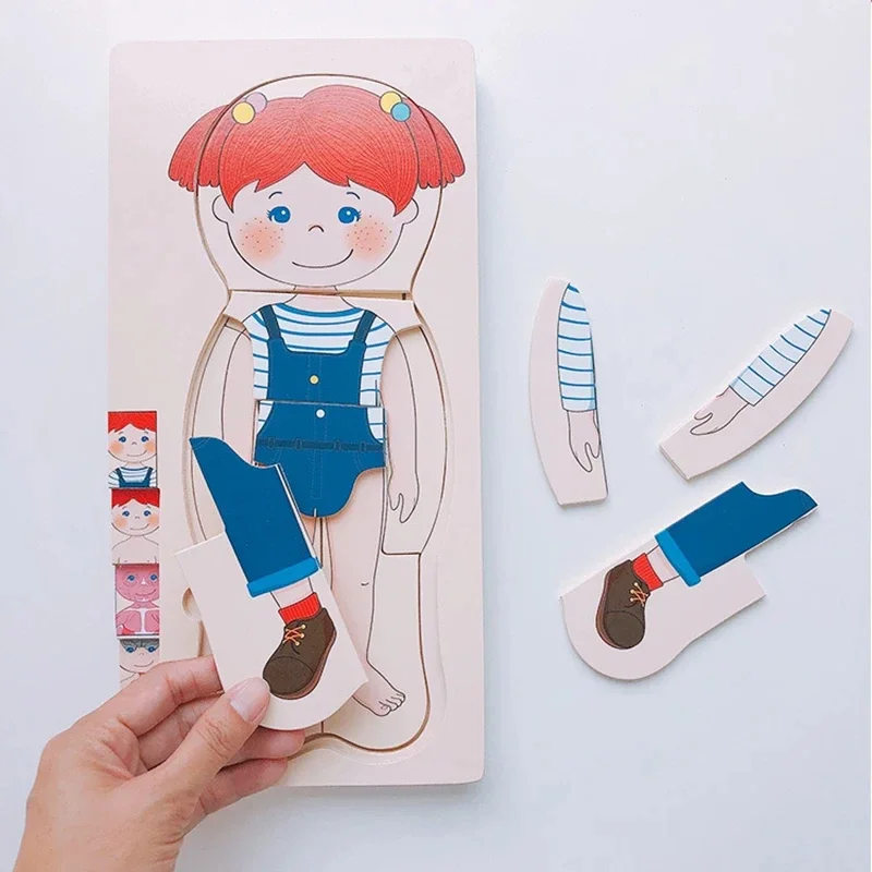 

Early childhood Montessori Wooden Human Body Parts Structure Puzzles Toy For Boys/Girls Parish Jigsaw Learning Organ Cognition