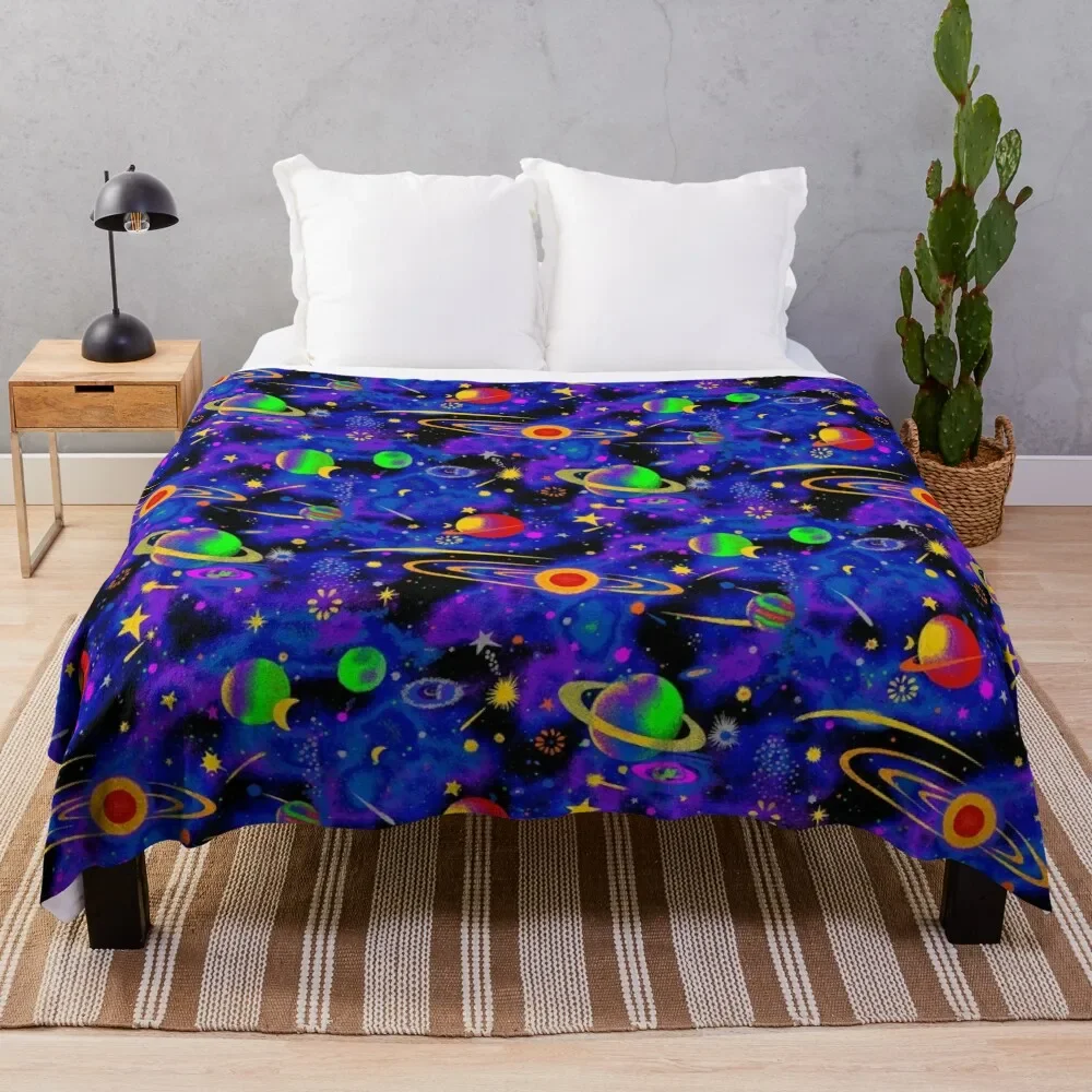 

Neon Space Throw Blanket Moving Thins Luxury Brand bed plaid Blankets