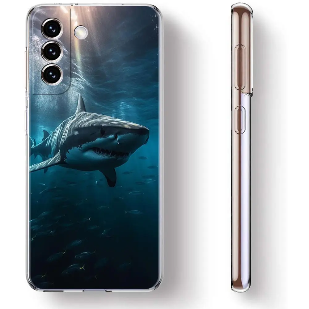 Ocean Whale Shark Swim Design Soft Clear Phone Case