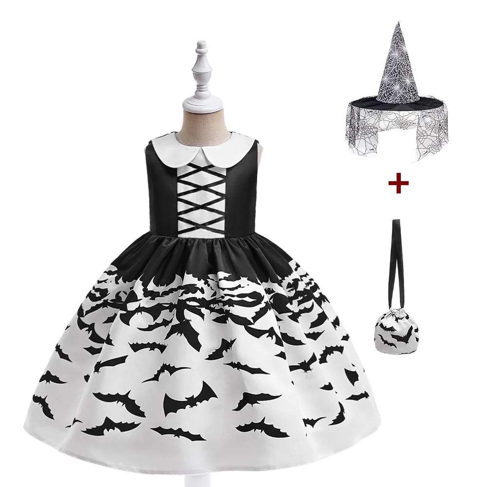 

Children Stage Performance Clothes Kids Birthday Bat Print Party Outfits Halloween Cosplay Costume