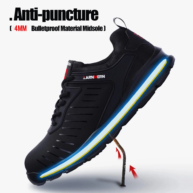 LARNMERN Safety Shoes for Men Women Anti Puncture Steel Toe Shoes Non Slip Lightweight Work Safety Sneakers safety shoes men shoes