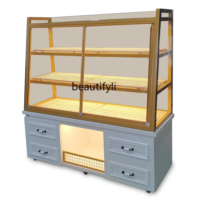 

Bread Counter Side Cabinet Display Cabinet Bread Shelf Baking Cake Shop Shelf Commercial Multi-Layer Glass Middle Island Cabinet