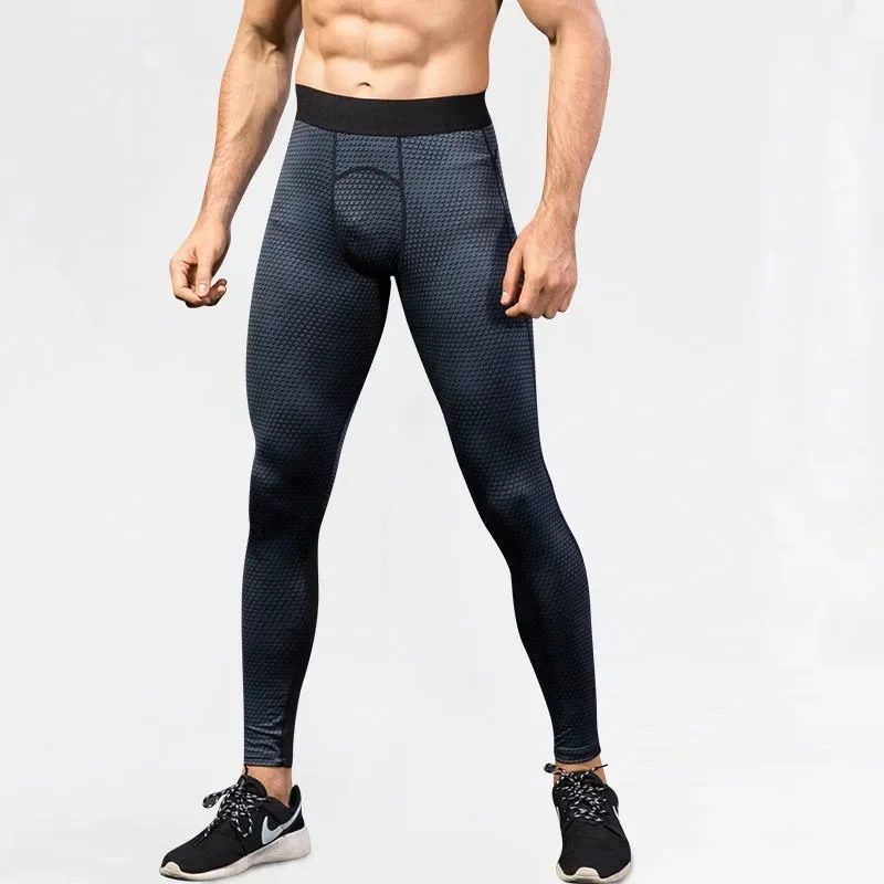 

Spring Autumn New Sports Men 3D Printed Fitness Running Training Thin Quick-drying Elastic Outside Wear Tight Trousers