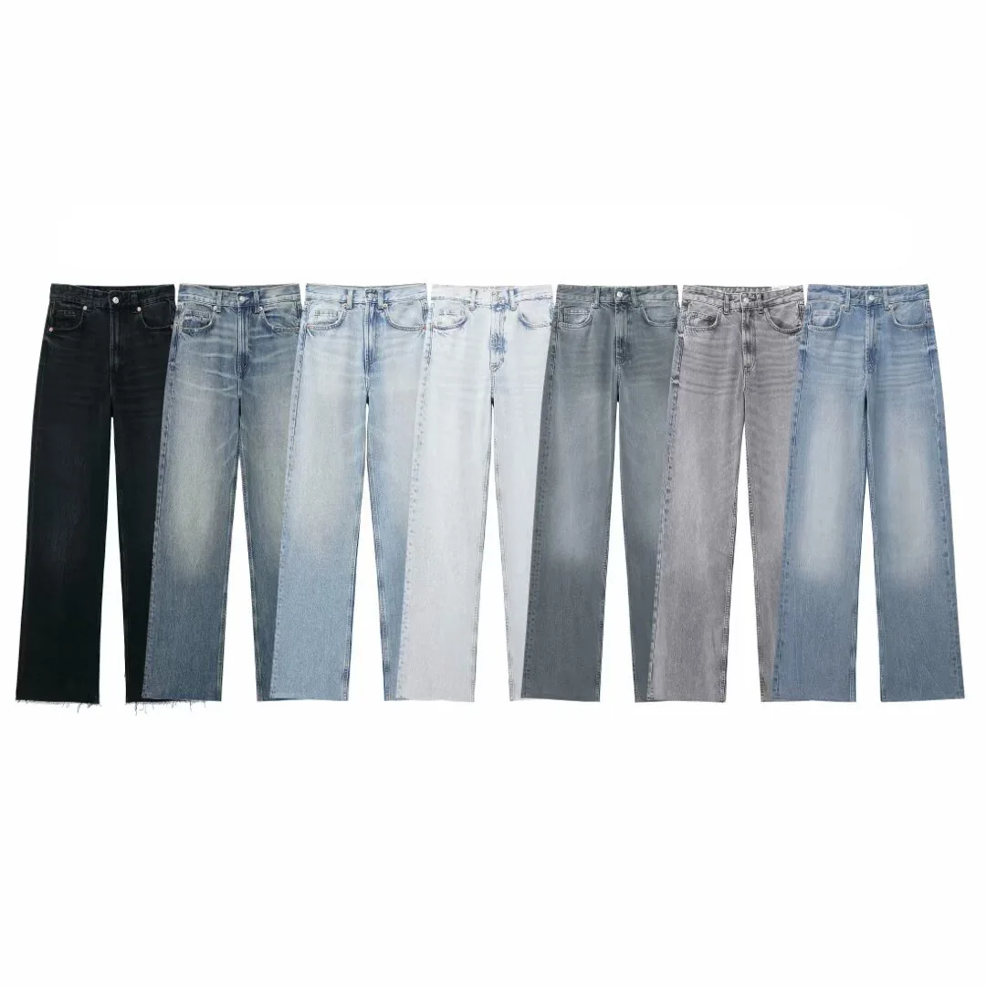 2025 Women's Fashion Casual High Waist Straight Wide Leg Jeans 6045022