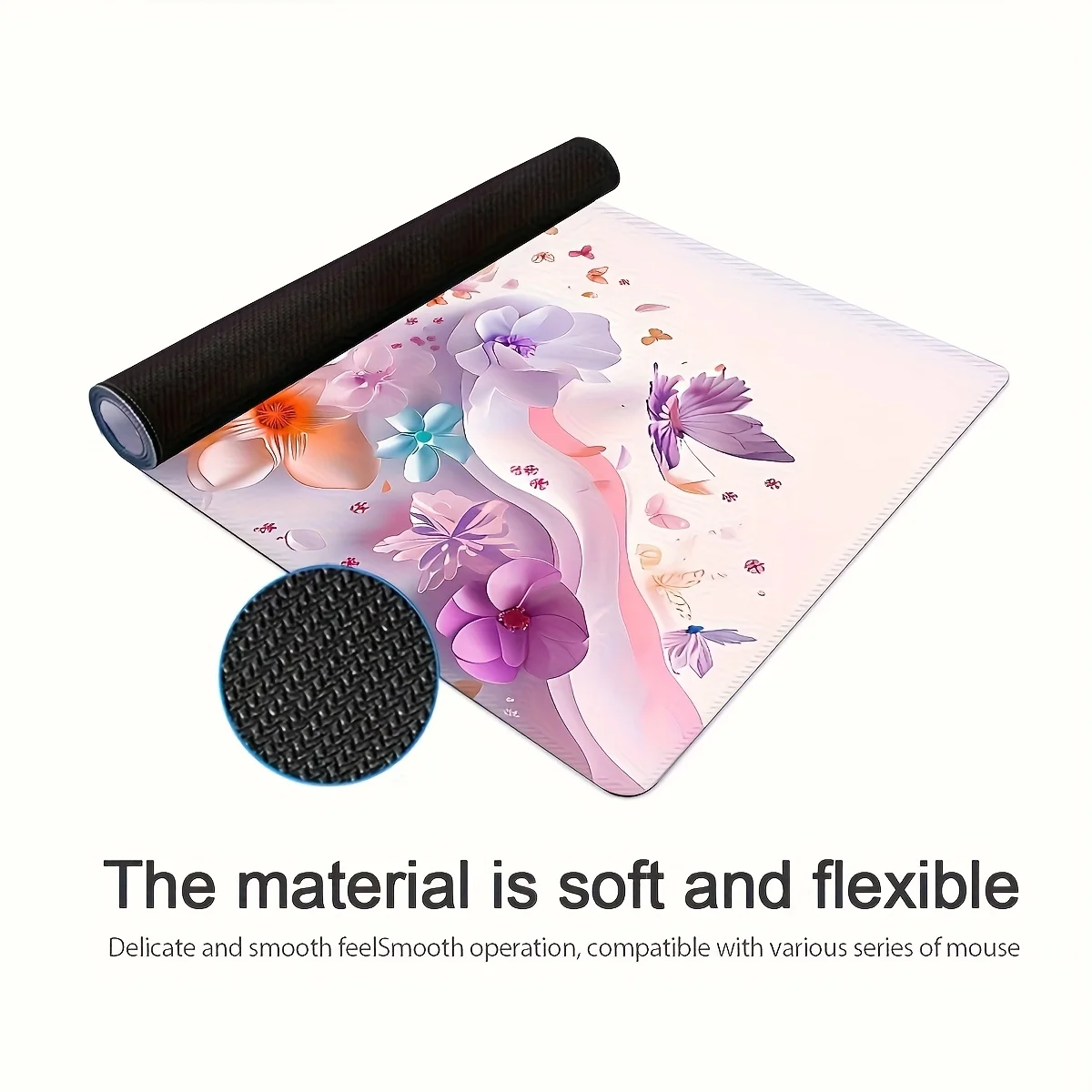 Butterfly design extended mouse mat full desk coverage