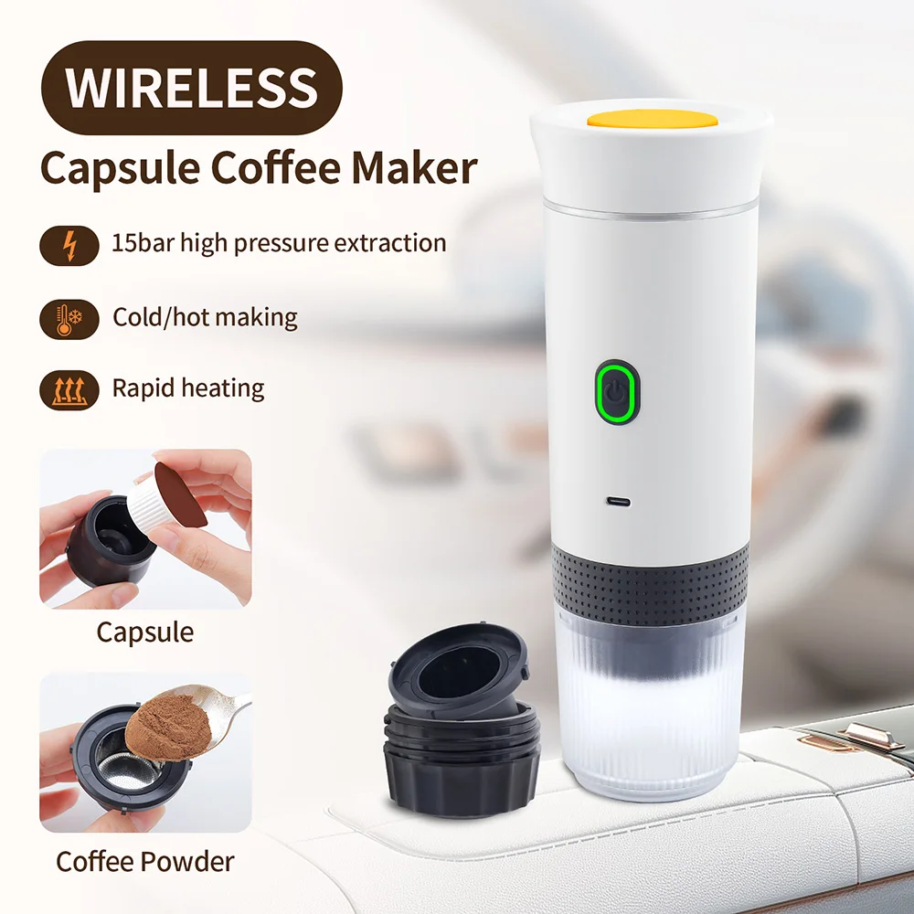 3-in-1 Portable Coffee Machine Wireless Capsule Coffee Machine Espresso Maker Travel Home Use Automatic Maker