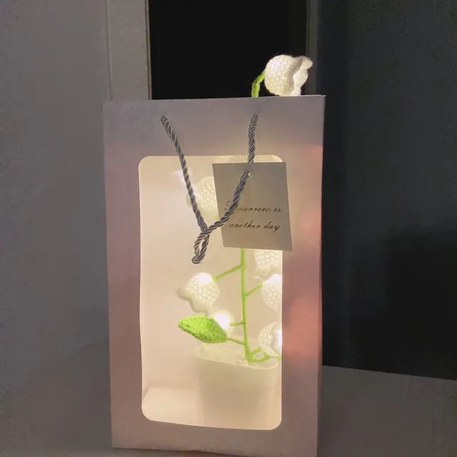 Diy Hurkolt Liliom A Völgy Asztali Lámpa Félig Elkészített Házi Készítésű Kézzel Kötött Szett Éjszakai Könnyű Újévi Ajándék - Image 4