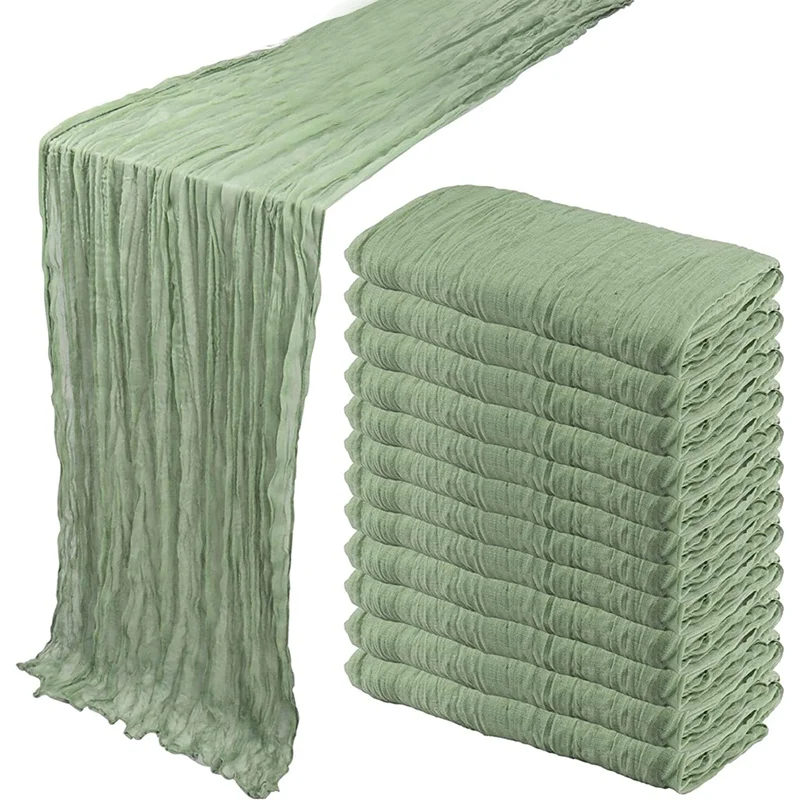 

12Pcs Table Runner Boho Gauze Table Runner Cloth Long Table Runner Table Runner For Wedding Shower Party Decor 90X300cm