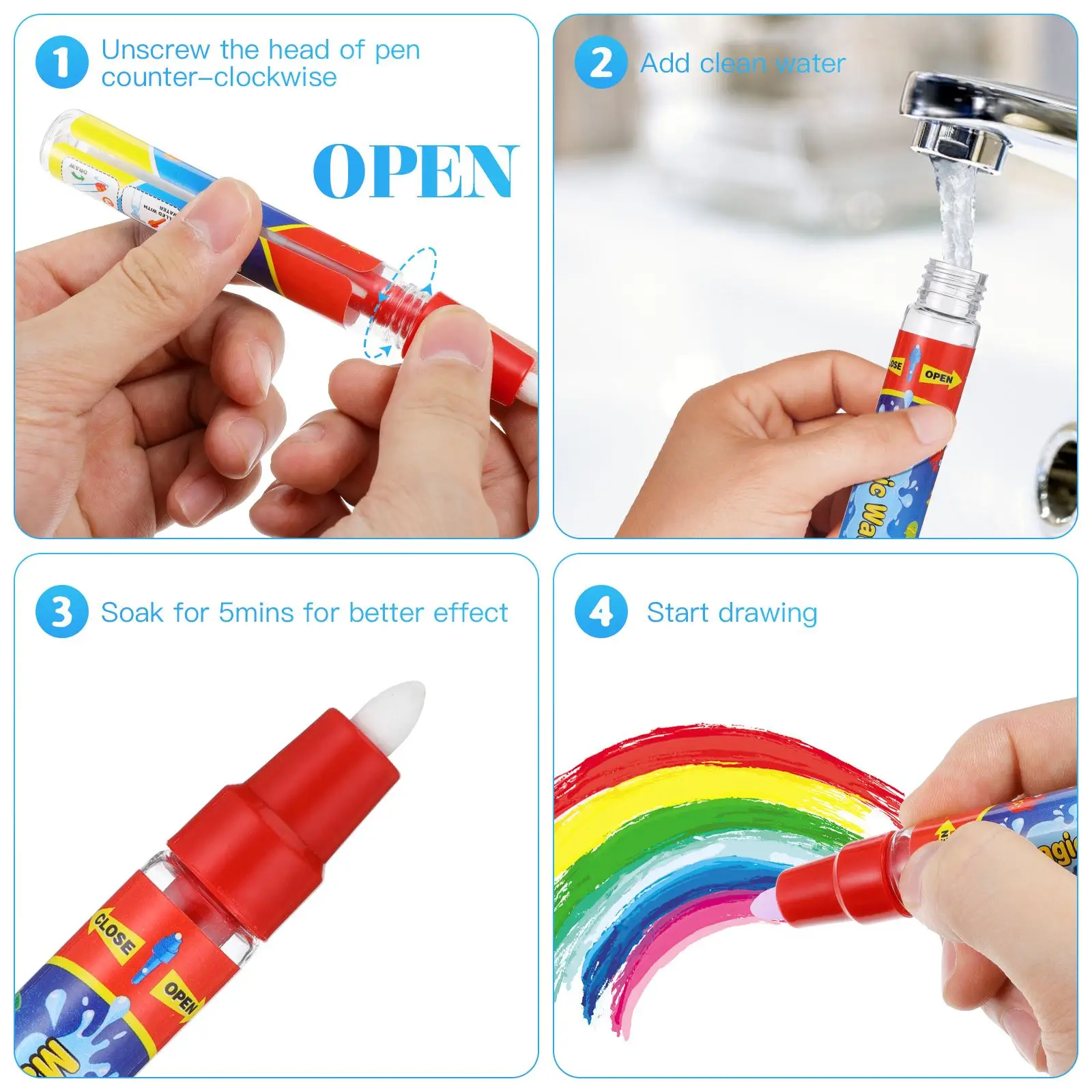 Stylo Pinceau à Eau Réutilisable - Pour Tapis De Peinture Magique - Enfants Et Créatifs