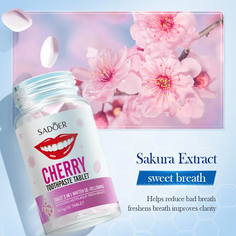 Sakura Flavor Solid Toothpaste Tablets Healthier Teeth Gums Teeth Whitening Remove Smoke Stains Fresher Breath Oral Care teeth whitening essence teeth whitening product teeth health product