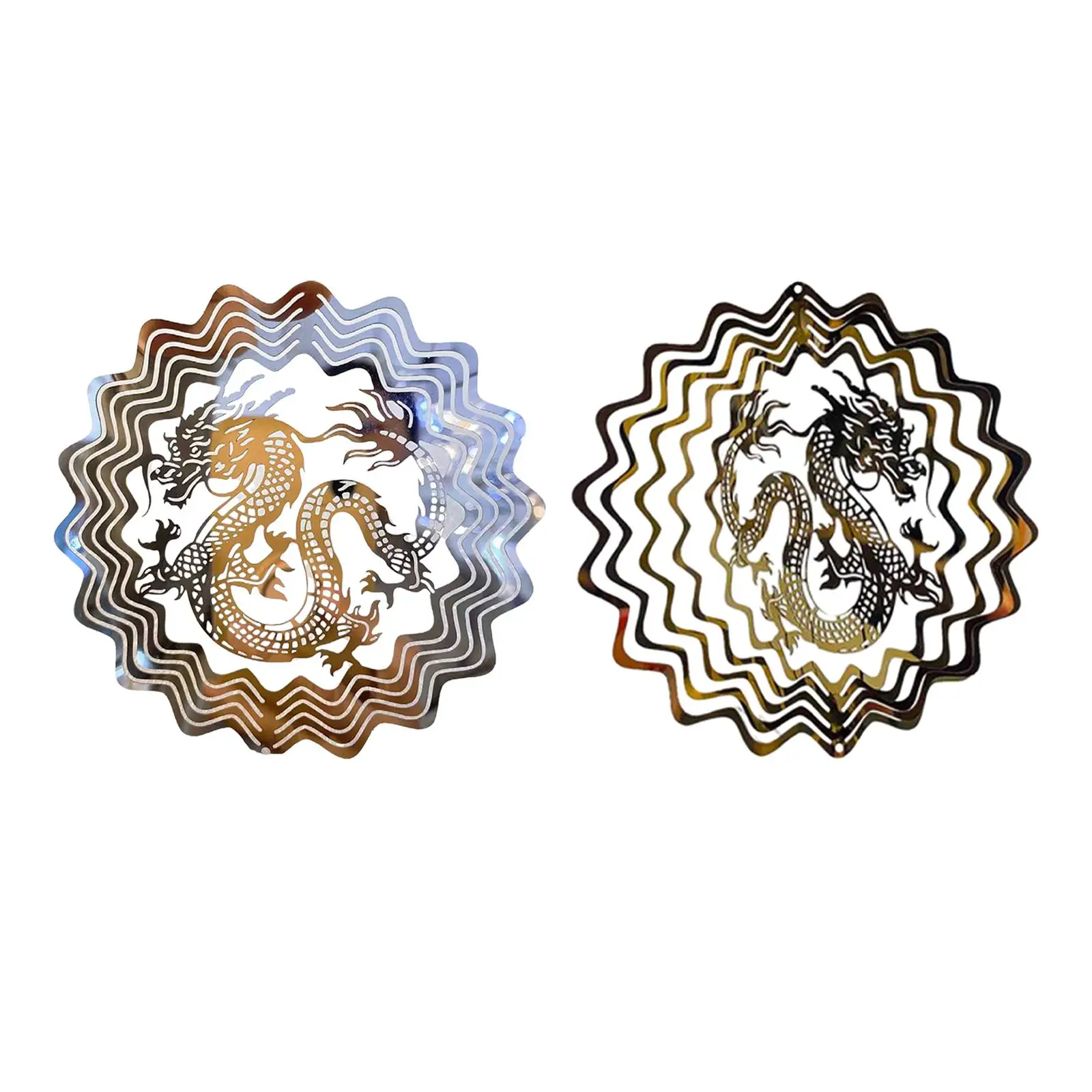 

Dragon Wind Spinner Hanging Decor 3D Reflective Colors for Backyard Tree