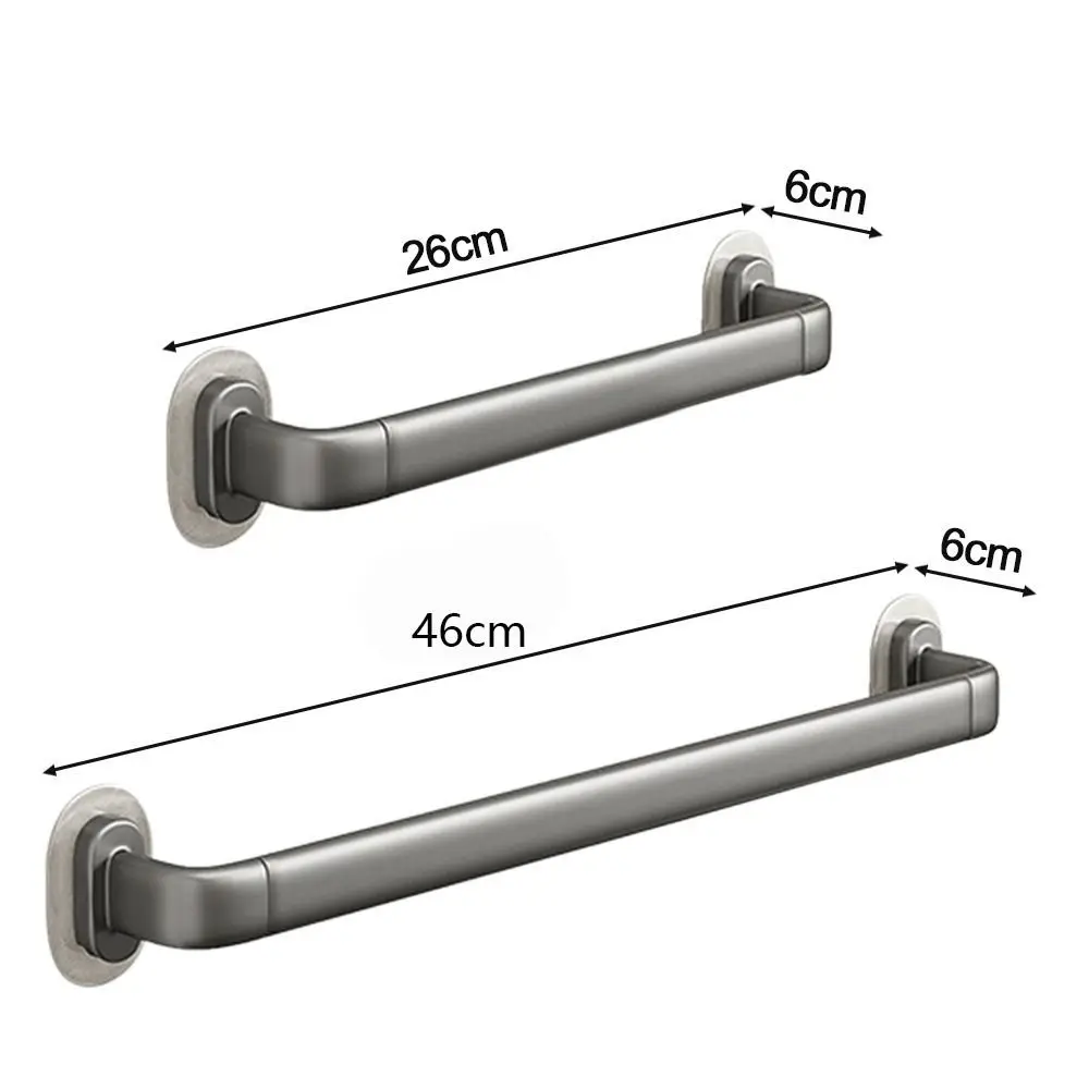 26/46cm Space Aluminum Wall Mounted Towel Rack Punch-free Bathroom Towel Bar Shower Room Hanger Holder Single Rod Useful