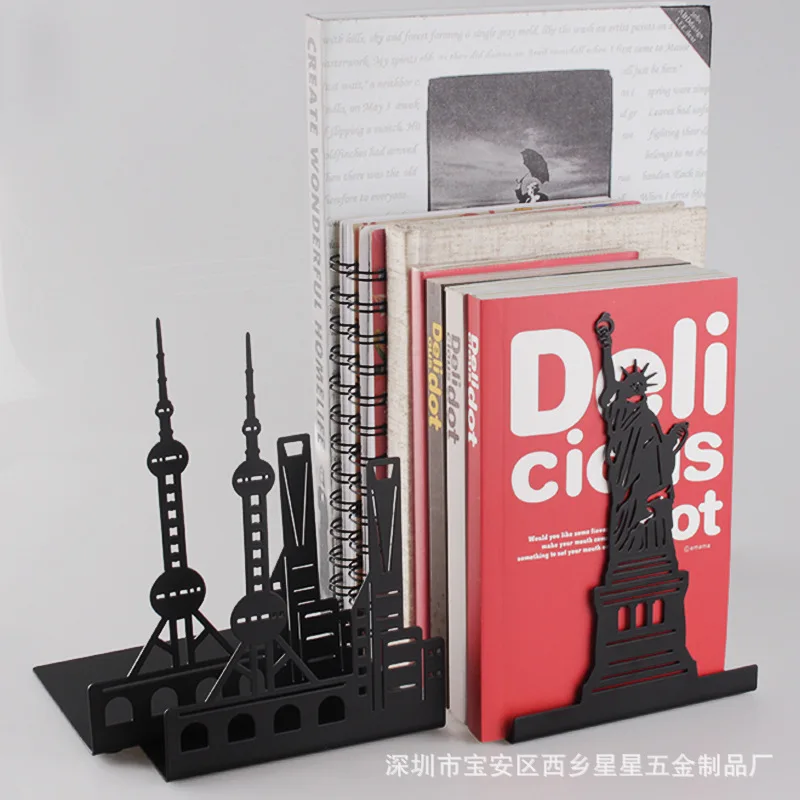 office storage budget organizer book hollow metal book stopper Eiffel tower bookstand desktop storage book holder book stand