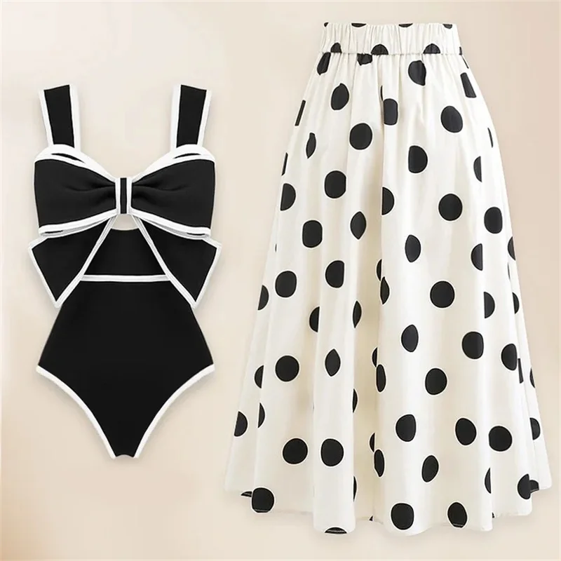 ZAFUAZ 2024 Sexy Women One Piece Swimwear Skirt Ruffle Shoulder Luxury Swimsuit Beachwear Bikini Set Printed Bathing Suit Dress