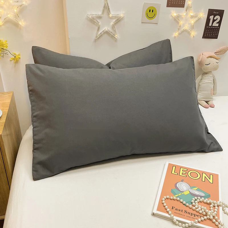 Gray Pillows Cover 2pcs Pillowcase 48x74cm Cushion Cover Rectangle Pillowslip for Home funda almohada Simple Style Pillow Case 4