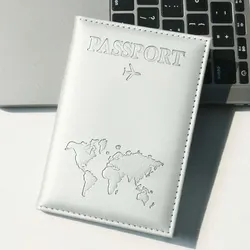 Compact PU Leather Passport Holder - Travel Essential & Cruise Must-Have (Silver)