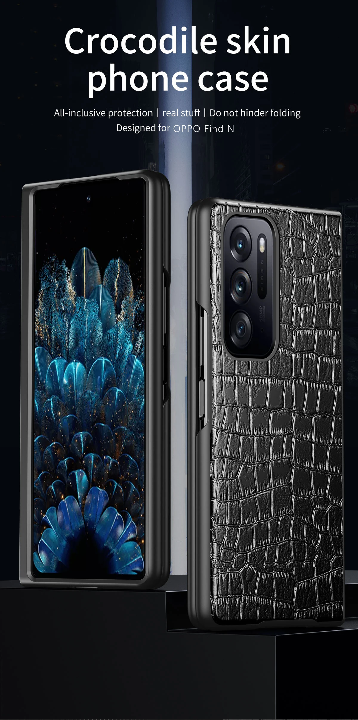 

Роскошный чехол из крокодиловой кожи для Oppo Find N Premium Slim Fit Design Fashion Grid решетчатая задняя крышка для find n phone Cover