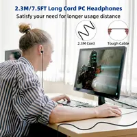 USB Wired Stereo Headphones for PC/Laptop 7.5FT Computer Magnetic Earbuds with Microphone Mute Control Noise Canceling Earphones - Image 2