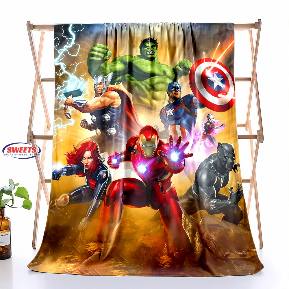 6 Size Marvel Avengers Blanket Sofa Bed Cover Four Season Soft Fluffy Quilt Blanket Flannel Throw Outdoor Leisure Nap Trip Gifts 4