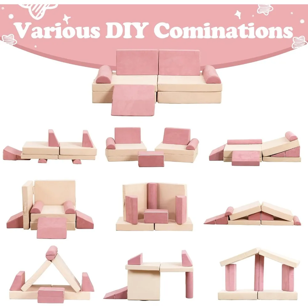 Kids Couch, Play Couch Sofa for Kids Imaginative Furniture Play Set for Creative Kids, Couch Sofa Foam Play Couch Indoor Outdoor 2